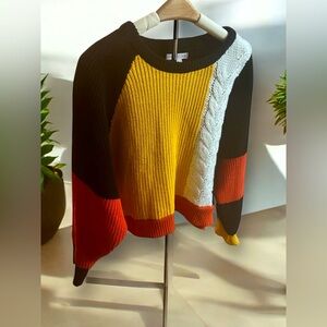 Knitted Colorblock Pullover Sweater | Loose Fit | Sz: XS | by- Sincerely Jules